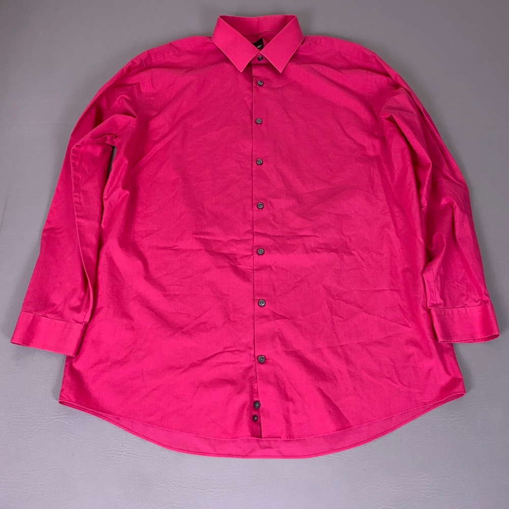 J.Ferrar Dress Shirt Men's Size Large Slim Fit Pink‎ Long Sleeve Stretch Solid